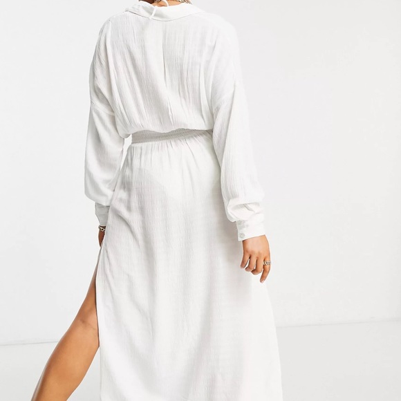 ASOS DESIGN button front maxi beach shirt dress in texture - Picture 2 of 10